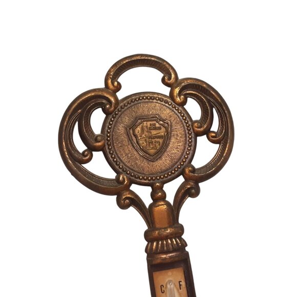 Vtg. Brass Metal Mercury Thermometer Skeleton Key. Los Angeles Hollywood - Picture 5 of 7